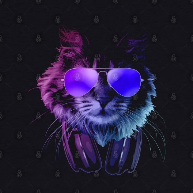 Furry DJ Cat In Neon by Nerd_art